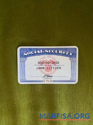 Realistic USA SSN photolook green textile background example